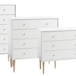 Byrå IDOMLUND 4 Lådor Bred Vit/ek -Sovrum affär 114569