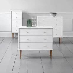 Byrå IDOMLUND 5 Lådor Smal Vit/ek -Sovrum affär 115143 1