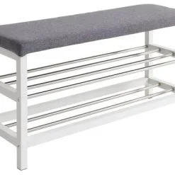 JYSK Internal Bänk EGESKOV M/skohyllor Metall/vit