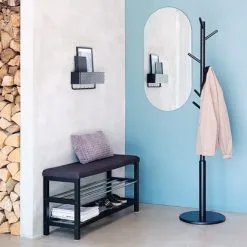 Bänk EGESKOV M/skohyllor Metall/svart -Sovrum affär 128871