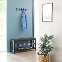 Bänk EGESKOV M/skohyllor Metall/svart -Sovrum affär 128887 1