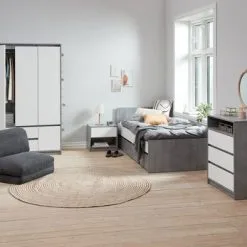 Byrå BILLUND 3 Lådor Vit/betong -Sovrum affär 188011 3