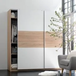 JYSK Internal Garderob SATTRUP 201x219 Vit/ek -Sovrum affär 73093