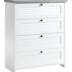 Byrå MANDERUP 4 Lådor Bred Vit/betong