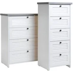 Byrå MANDERUP 4 Lådor Bred Vit/betong -Sovrum affär 98859